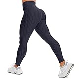 FITTOO Leggings Damen High Waist - Push Up Boom Booty Leggins Damen Scrunch Butt Sportleggins lang Anti Cellulite Yogahose Gym Yoga Workout #1-Dunkelblau M
