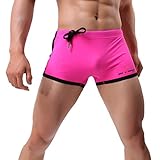 Yowablo Schwimmshorts für Männer Neue Sommer Pure Color Fashion Flat-Corner Beach Sport Schwimmhose (M,6Pink)