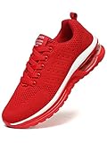 JIANKE Laufschuhe Damen Luftkissen Sportschuhe Leichte Atmungsaktiv Turnschuhe Fitness Gym Sneaker Straßenlaufschuhe Rot, 37.5 EU (Etikette 39)