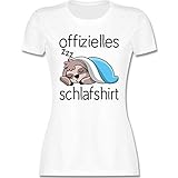 Sprüche Statement mit Spruch - Offizielles Schlafshirt mit Faultier - schwarz - L - Weiß - faultier Tshirt Damen tailliert - L191 - Tailliertes Tshirt für Damen und Frauen T-S