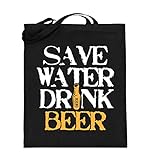 generisch Save Water Drink Beer - Biertrinker Bier Alkohol Party - Jutebeutel (mit langen Henkeln) -38cm-42cm-Schw