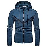 Pajiay Kapuzenjacke Herren Slim Fit Spleißen Reißverschluss Jacke Herren Outdoor Lauf Fitness Sweatjacke Herren Frühling Herbst Mode Lassig Übergangsjacke Herren O-Blue L