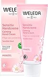 WELEDA Bio Mandel Sensitiv Handcreme, Naturkosmetik Feuchtigkeitscreme für eine seidig zarte Pflege sensibler Hände, schnell einziehende Creme zur Beruhigung der Haut (1 x 50 ml)