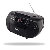 Groov-e Traditioneller Boombox-Lautsprecher, tragbarer CD- und Kassetten-Player mit FM-Radio, traditionelles Schw