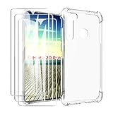 SCDMY Hülle Für HTC Desire 20 Pro Cover + 3 * HD Schutzfolie, Vier Eckenverdickung Weiche Soft Silikon Handyhülle Schutzhülle Transparente Anti-Scratch Stoßfest TPU Bumper Case C