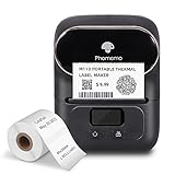 Phomemo M110 tragbarer etikettendrucker, Beschriftungsgerät Bluetooth für iOS & Android, Barcode drucker für Kleidung, Schmuck, Einzelhandel, Haushalt, mit 1 Rolle 40x30mm Etik