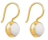 SARAH BOSMAN Damen Ohrringe Gold Globe Moonstone - Ohrhänger mit Kugel Silber vergoldet eingefasster Weißer Edelstein - SAB-E04WHIMOOg