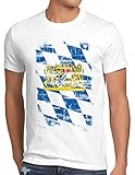 Bayern Vintage Flagge Herren T-Shirt München Oktoberfest Fussball FC, Größe:XXL, Farbe:Weiß