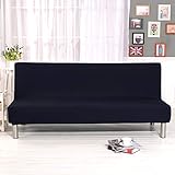 Vertvie Sofabezug ohne armlehnen 3 sitzer,Einfarbig Sofahusse Schlafsofa Bezug Schonbezug Couchbezug Husse Antirutsch Stretchhusse für Sofabett (Schwarz)