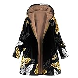 Mymyguoe Damen Lang Teddymantel mit Kapuze Mädchen Schwarz Fleecejacke Winterjacke Fleecemantel Plüschjacke Wintermantel Herbstjacke Fleece Plüsch Mantel Herbst Jacke Teddy Plü
