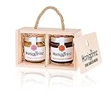 Honig Geschenkset 'Holzbox mit Kordel' - 100% Deutscher Honig Honigprinz Familien-Imkerei (2 x250g)