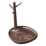 SM SunniMix Wooden Jewelry Tray Dekorative Halter Platte Schmuck Organizer - Dunkelb