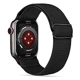 Tasikar Sport Solo Loop Band Kompatibel mit Apple Watch Armband 44mm 42mm, Nylon-Ersatzarmband, Einstellbares Elastisches Stretchband Kompatibel mit Apple Watch Series 6/5/4/3/2/1/SE (Schwarz)