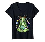Damen Gaia Griechische Göttin Mutter Erde Hippie Natur Spirituelle T-Shirt mit V