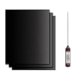 BBQ Grillmatte 50x40 cm XXL 3er Set + Gratis Fleischthermometer Top Chef | Grillmatten für Gasgrill, Holzkohle & Backofen | Teflon Grill Backmatte Antihaft | Grillmatten Wiederverwendbar, PFO