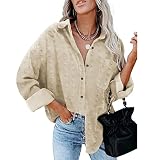 Herbst Und Winter Casual Fashion Damen Revers Einfarbig Chiffon Jacquard Langarmhemd Lose Tasche Einreihiges Strickjackehemd D