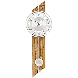 JG AMS 7468 Wanduhr Quarz mit Pendel Pendeluhr Holz Eisbirke-Optik