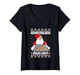 Damen Weihnachtskalorien zählen nicht Ugly Xmas Witzig T-Shirt mit V