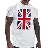 Eaylis Herren Casual England Flag Print T-Shirt Bluse Rundhals Kurzarm Top T-Shirt Tops Paket H