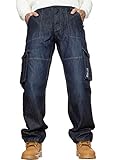 BRAND KRUZE Herren Designer-Combat Hose Casual Cargo Jeans Arbeitshose alle Taillengrößen Gr. 34 W/32 L, Dark Stonew