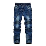 UNOZAVER Jungen Jeans Hose Straight Leg mit Gummizug 122 128