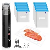 Vakuumiergerät, VOLUEX 2-in-1 Handheld Vakuumierer zur Lebenmittellagerung Vakuumiergerät Klein Folienschweißgerät, mit 10 Wiederverwendbaren Sous Vide Beuteln und 2 Clip