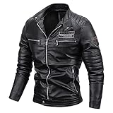 Lederjacke Herren Kurz Softshell Jacke Innenfleece Freizeitjacke Herren Fleecepullover für Männer Motorrad Kombi mit Stehkragen Wanderjacke Herren Slim Fit Lederjacke Herren mit Reiß