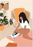 Moderne Drucke 3 Stück 60x80 cm rahmenlose abstrakte Retro-Mädchen-Wandkunst Nordische Poster und Drucke, die Wohnzimmerdekorationsb