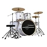 Basstrommeln Percussion Drums Adult Kinderselbstlern-Jazz Drumdrums Party Musikinstrumente Professional Spielen Drum Set 5 Drums 3 Becken (Color : Weiß, Size : 160 * 120CM)