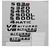 WWFAN Glanzschwarz for Mercedes Benz W221 W222 S63 S6 3s S65 AMG S400L S500 S500L S600L S560 S680 4MATIC Kofferraum-Hinterstein-Embleme-Abzeichen (Style : S65)