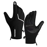 FREE SOLDIER Herren Winterhandschuhe Warme wasserdichte Handschuhe Damen Winddichte Fahrradhandschuhe rutschfeste Skihandschuhe Thermo Futter Reithandschuhe Touchscreen Handschuhe (Schwarz,M)