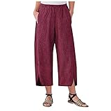 Damen Leinenhose Sommerhose Jogginghose YogahoseLange Loose Leicht Freizeithose Strand Hosen Lässige Casual Strandhose Beach Pants Loose Fit Sweathose Straight Bein H