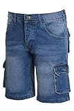 Herren-Cargo-Shorts, knielang, Baumwolle, Denim, Sommerhose, mehrere Taschen Gr. 46, Light w