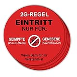 5 Stück Hinweis Aufkleber 2G Regel Aufkleber 2g regeln Schild Hinweisschild zum Eintritt in Geschäfte 2g Schild 2G Aufkleber 2G-Regel Sticker 2g regel S