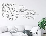 tjapalo® s-pkm475 Wanduhr Wandtattoo Uhr mit Uhrwerk Wandsticker Nimm dir Zeit für die Dinge die dich Glücklich machen m Kristallen u Uhrwerk
