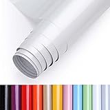 KINLO Klebefolie Selbstklebende Folie mit GLITZER - 2PCS 0.8x5m (8㎡) Weiß - Kratzfest PVC Küchenfolie Geruchlos Dekofolie Färbt Nicht Möbelfolie für Küche / Wohnzimmer / S
