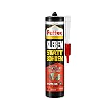 Pattex Kleben statt Bohren High Tack, Montagekleber & Baukleber mit hoher Anfangshaftung, starker Kleber für fast alle Untergründe, flexibler Alleskleber, 1x440g Kartusche, weiß