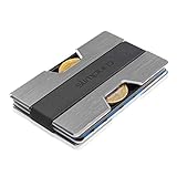 Premium Kreditkartenetui aus Aluminium mit Münzfach und Geldklammer Nano - RFID NFC Schutz - Slim Wallet Kartenetui - Filzschutz gegen Kartenabrieb - Geldbörse Portmonee für Minimalisten (Silber)