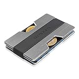 Premium Kreditkartenetui aus Aluminium mit Münzfach und Geldklammer Nano - RFID NFC Schutz - Slim Wallet Kartenetui - Filzschutz gegen Kartenabrieb - Geldbörse Portmonee für Minimalisten (Silber)