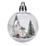 com-four® LED Christbaumkugel Ø 20 cm - Weihnachtskugel mit winterlichen Landschaften - Weihnachtlicher Christbaumschmuck mit Beleuchtung [Auswahl variiert] (1 Stück - Ø 20 cm)