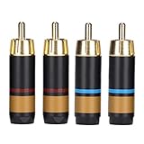 Xirfuni Stecker, vergoldete Lautsprecher-Bananenstecker, Steckverbinder mit hoher Auflösung, für professionelle Installateure oder Heimkino-E