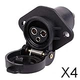 H HILABEE 4X 12V Stecker Abschleppsteckdose Anhängerstecker Adapter Auto Wasserdicht für Maschinen LKW Bootsteile Zubehör E