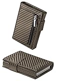 Herren Geldbörse mit Münzfach gaddga® 2.0 Ultraleicht Kreditkartenetui Slim Betrugsbekämpfung RFID Block Banknoten Kartenhalter Frau PU Leder/Kohlefaser Geschenk Aluminium Wallet Mini Bronze Clip