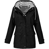 Damen Softshell Jacke Outdoor Winddichte Warme Funktionsjacke mit Kapuze,Rovinci Frauen Mode Leicht Mantel Hoodie Trenchcoat Zipper Kapuzenjacke Regenjacke Wasserdicht Windjacke Windmantel Outw