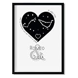 Hochzeitsgeschenk Kunstdruck Sternzeichen personalisiert Geschenk für Traumpaare Hochzeit optional mit R