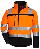 Nitras Motion Tex Viz 7170 Warnjacke - Softshelljacke in Warnfarbe für die Arbeit - Neonorange - 3XL