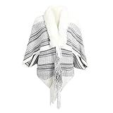 ZYYM Poncho Damen Vintage Elegant Warm Überwurf Schal Strick Capes für Frauen Wrap Damen Winter Umhang Strickjacke Warm Mäntel Poncho Cape Damen Stilvoll Strickjacke Einfarbig