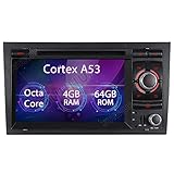 Android 10.0 8-Core, 4GB RAM+64GB ROM Android Auto Carplay Auto Audio Stereo Kopfeinheit Radio für Audi A4 DVD Player Radio 7 Zoll HD Touchscreen GPS Navigation Bluetooth WiFi SWC DAB (Model 1)