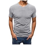 Celucke Oversize Doppel Farbig Herren Slim Fit Crew Neck Basic T-Shirt, Männer Kurzarm Casual Top Tee Rundhals Logo Oversize Kurzarmshirt Slim F