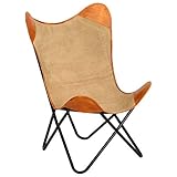 Atlojoys Butterfly-Sessel, TV Relaxliege Stühle, Lounge Sessel, Loungesessel, Campingstuhl,Braun Echtleder und C